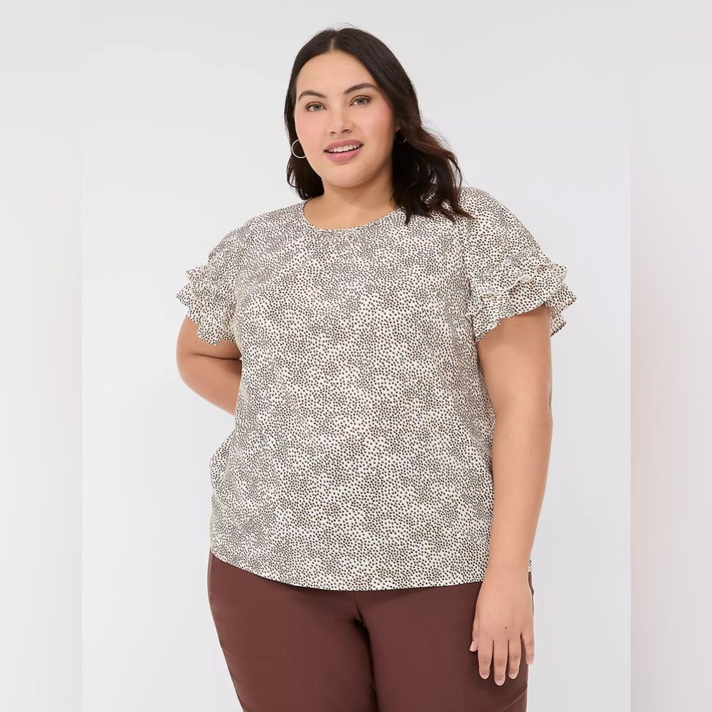 Lane Bryant- Flutter-Sleeve Crew-Neck Top